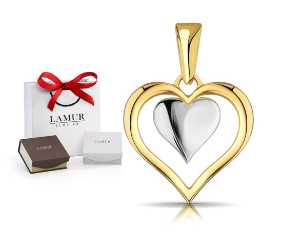 Złota zawieszka 585 - serce, serca