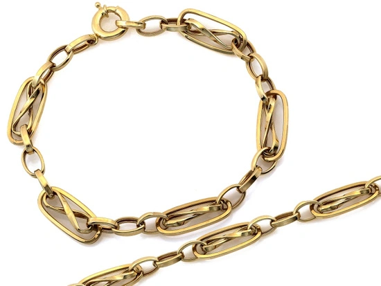 Złota bransoletka efektowna duże ogniwa z nieskończonością