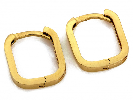 Kolczyki złote angielskie kwadratowe zdobione