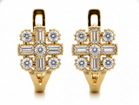 Angielskie złote kolczyki delikatne z cyrkoniami