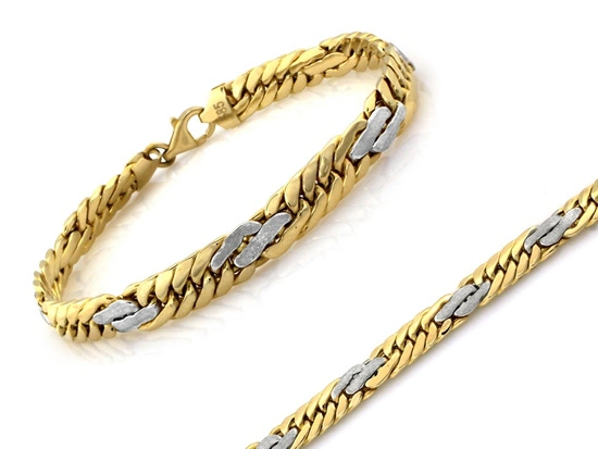 Bransoletka złota dwukolorowa gruby splot