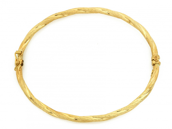 Bransoletka złota sztywna bangle skręcona