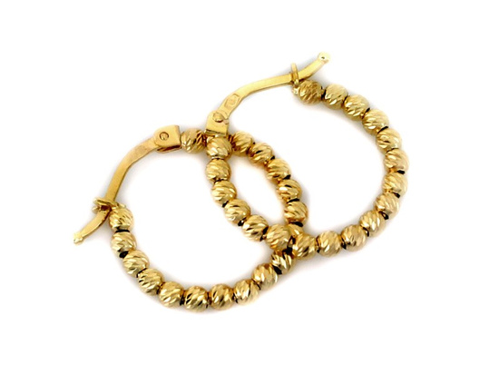 Kolczyki złote małe kółka z błyszczących kulek 17.5mm