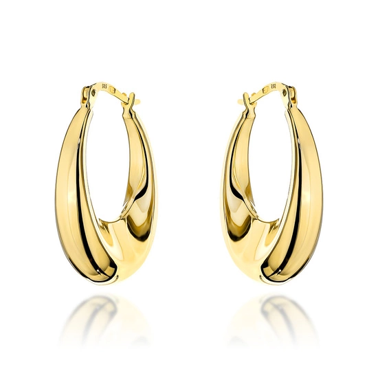 Złote kolczyki 585 duże gładkie owalne koła 