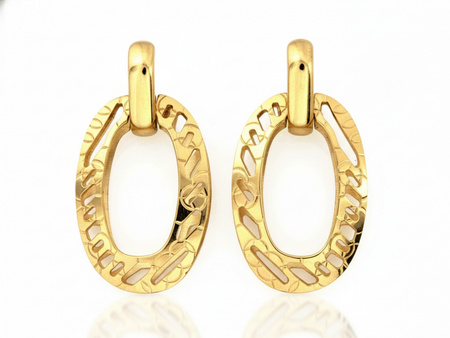 Kolczyki złote duże owalne ażurowe na sztyfcie