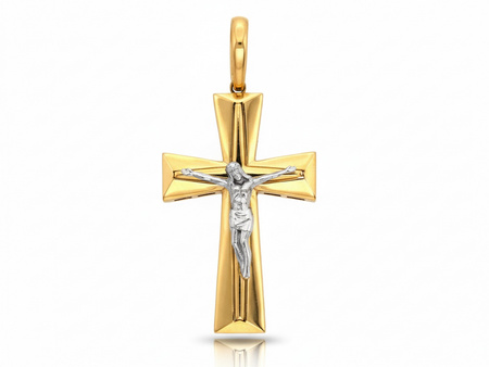 Zawieszka złota dwukolorowy krzyżyk