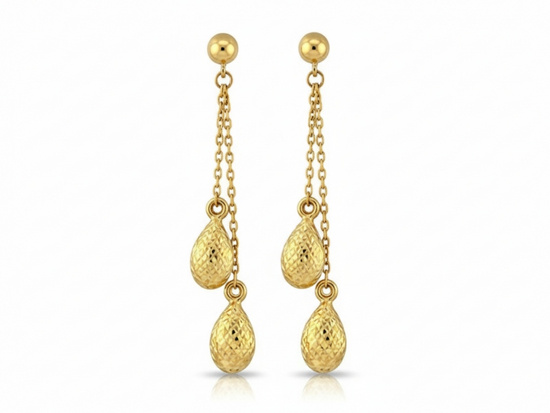 Kolczyki wiszące złote łzy łezki na łańcuszku