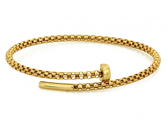 Bransoletka złota sztywna gwóźdź bangle
