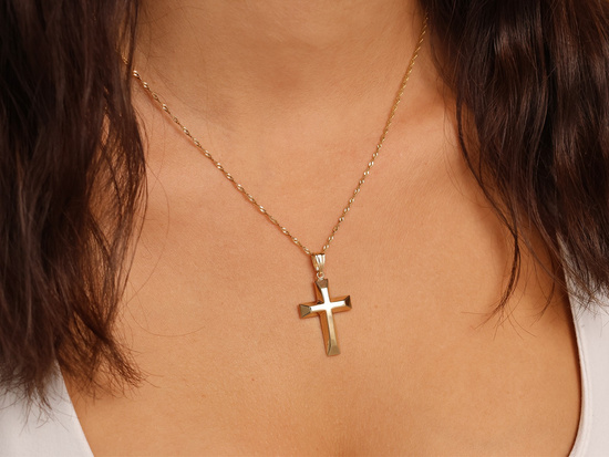 Złota zawieszka krzyżyk bez Jezusa