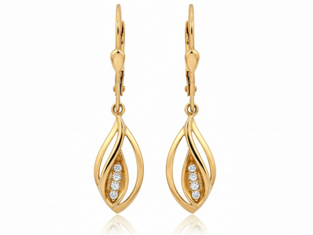 Kolczyki złote wiszące z cyrkoniami idealne na prezent