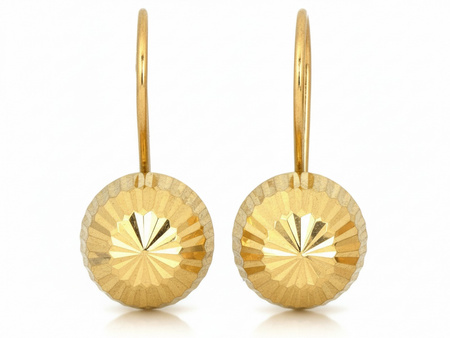 Kolczyki złote półkule na biglu diamentowane