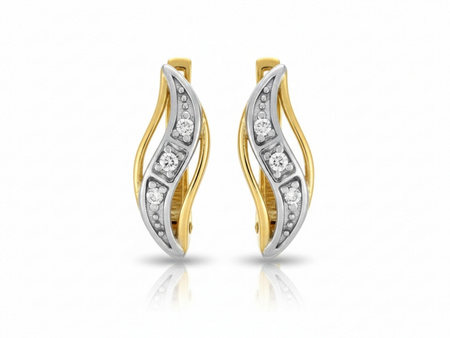 Kolczyki z białego i żółtego złota na angielskim zapięciu