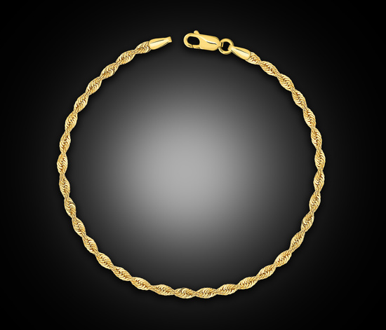 Złota bransoletka 585 kordel korda diamentowana