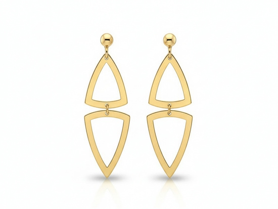 Kolczyki złote na sztyfcie z wiszącymi trójkątami