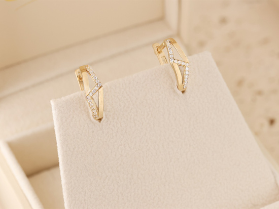 Kolczyki złote angielskie z cyrkoniami