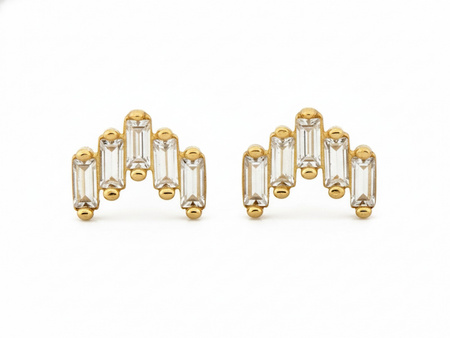 Kolczyki złote z cyrkoniami na sztyfcie