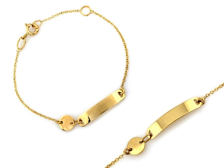 Bransoletka złota dla dziecka z blaszką pod grawer