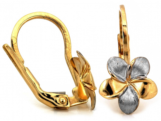 Złote kolczyki kwiaty angielskie zapięcie