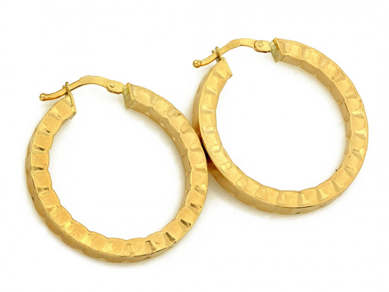 Kolczyki złote koła efektowne zdobione 29mm