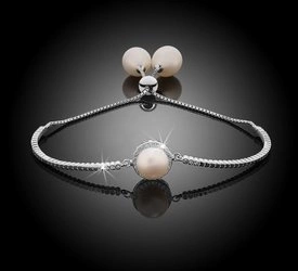 Bransoletka srebrna 925 z perłami i diamentowymi cyrkoniami