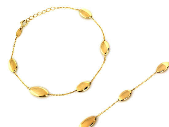 Bransoletka złota owalne elementy na łańcuszku