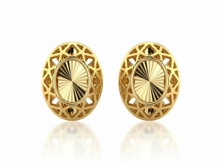 Kolczyki złote owalne ażurowe na sztyfcie