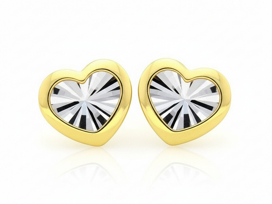 Złote kolczyki serca diamentowane