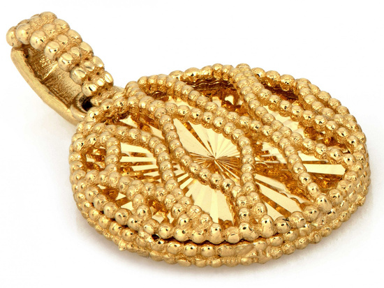 Zawieszka złota subtelna okrągła z misternym ażurem