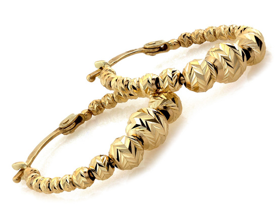 Kolczyki złote koła kółka z kulek 21mm