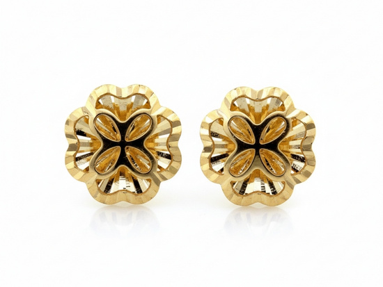 Złote kolczyki okrągłe ażurowe na sztyfcie