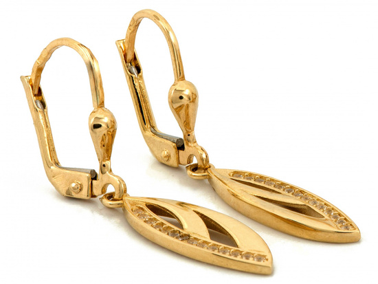 Kolczyki złote wiszące z cyrkoniami