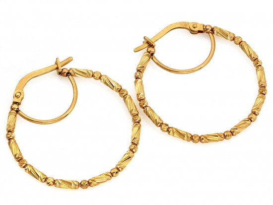 Kolczyki złote koła angielskie błyszczące z kulkami