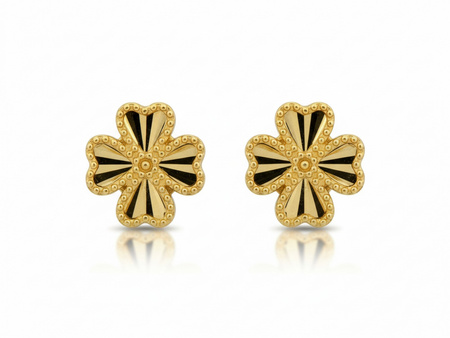 Kolczyki złote koniczynka na sztyfcie