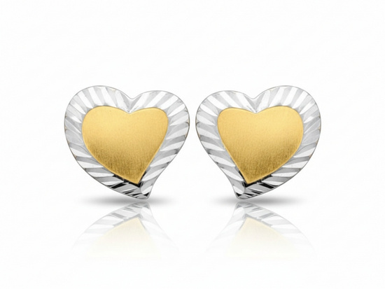 Złote kolczyki serduszka diamentowane