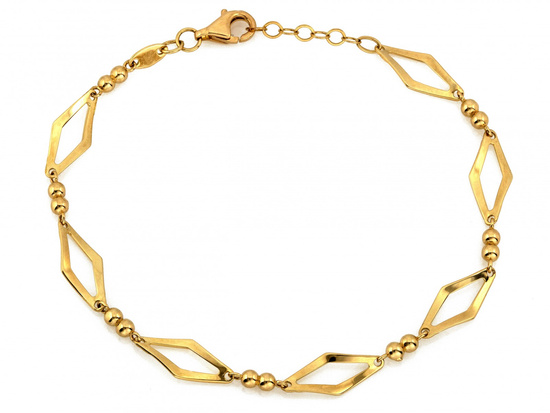 Bransoletka złota z kulek i rombów
