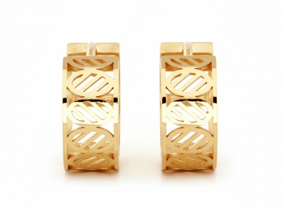 Złote kolczyki małe kółeczka szerokie ażurowe