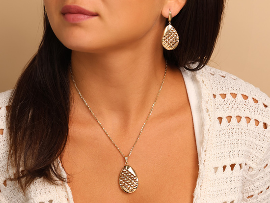 Kolczyki złote duże wiszące owalne dmuchane