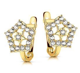 Złote kolczyki 585 z cyrkoniami - gwiazdki