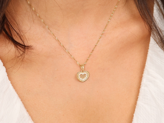 Zawieszka złota serce z cyrkoniami