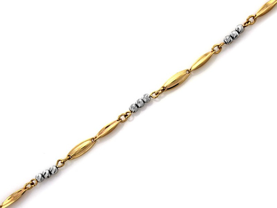 Delikatna złota bransoletka z białymi kulkami