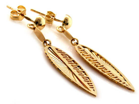 Kolczyki złote wiszące długie angielskie zapięcie na sztyfcie