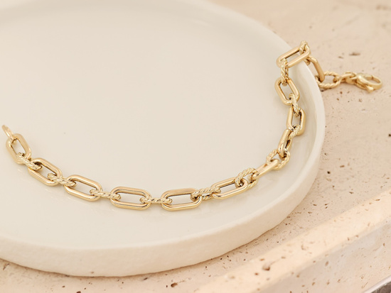 Złota bransoletka z dużych owalnych ogniw