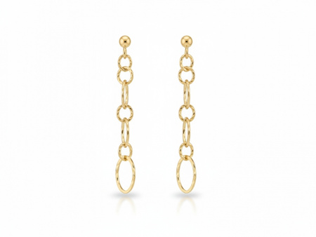 Kolczyki złote długie wiszące z małych kółek