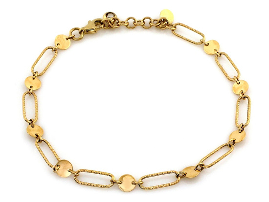 Bransoletka złota z dużych ogniw i okrągłych blaszek modna