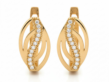 Złote kolczyki wygodne zapięcie delikatne z cyrkoniami