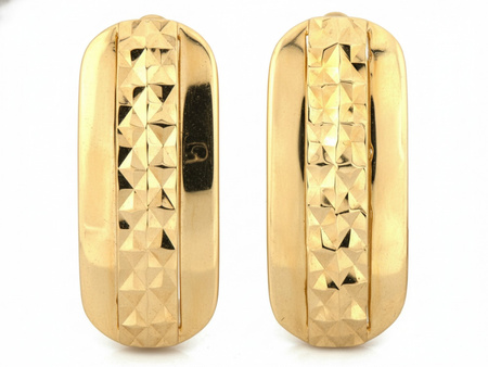 Kolczyki złote angielskie owalne nowoczesne blaszki błyszczące