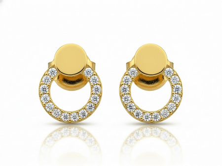 Złote kolczyki z cyrkoniami okrągłe