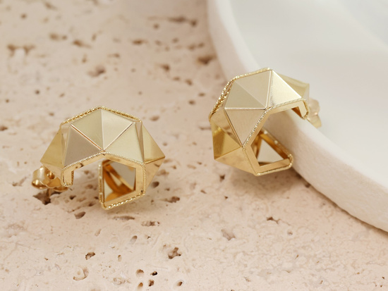 Kolczyki złote efektowne oryginalne geometryczne modne na sztyfcie
