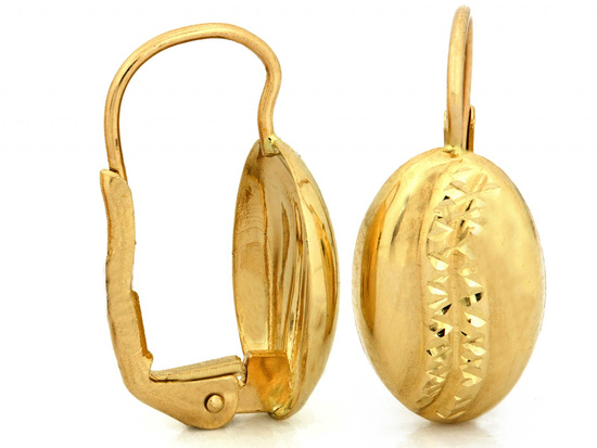 Kolczyki złote angielskie owalne błyszczące