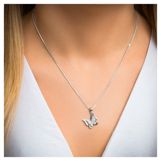 Zawieszka srebrna 925 z diamentowymi cyrkoniami - motyl